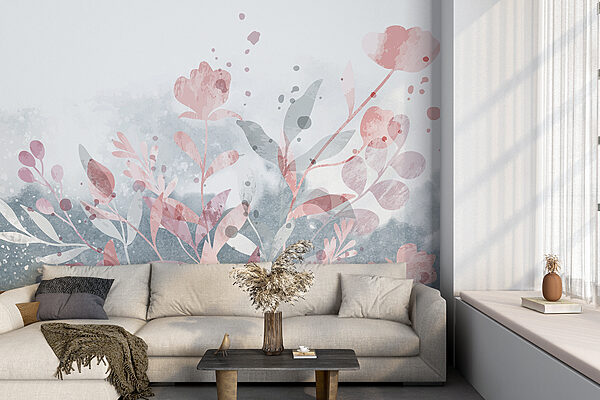 Růžový a šedý květinový design Růžový a šedý květinový design