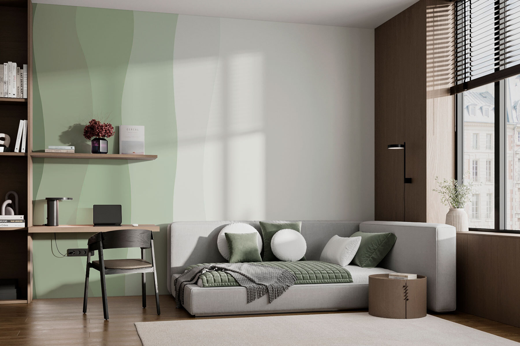 Green and white wavy lines Green and white wavy lines