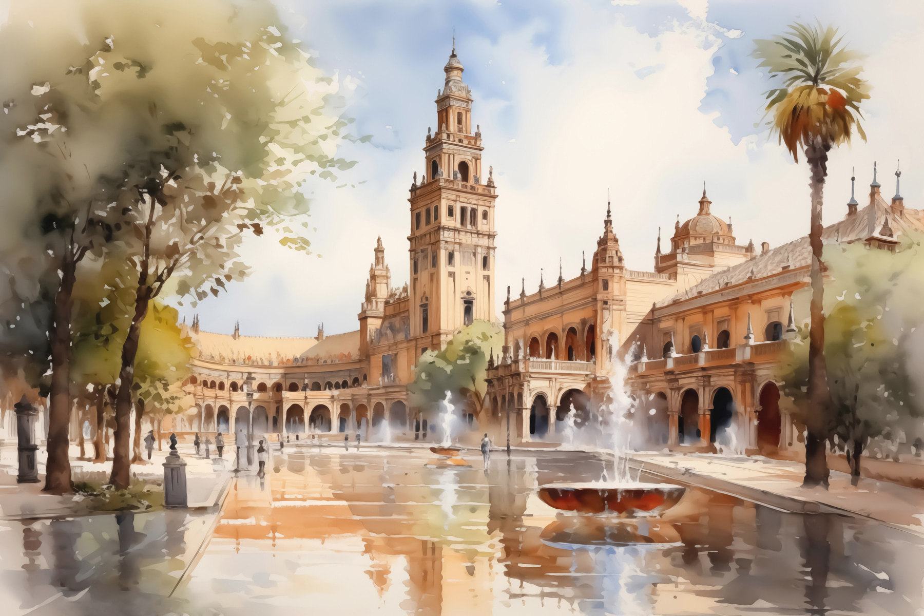 Water fountain in front of a building