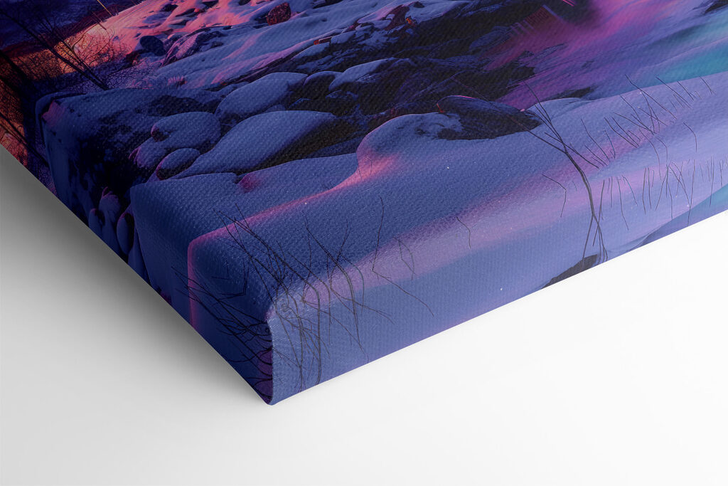 Snowy landscape with mountains and a lake Snowy landscape with mountains and a lake