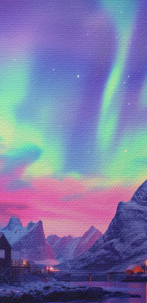 Snowy landscape with mountains and a lake Snowy landscape with mountains and a lake