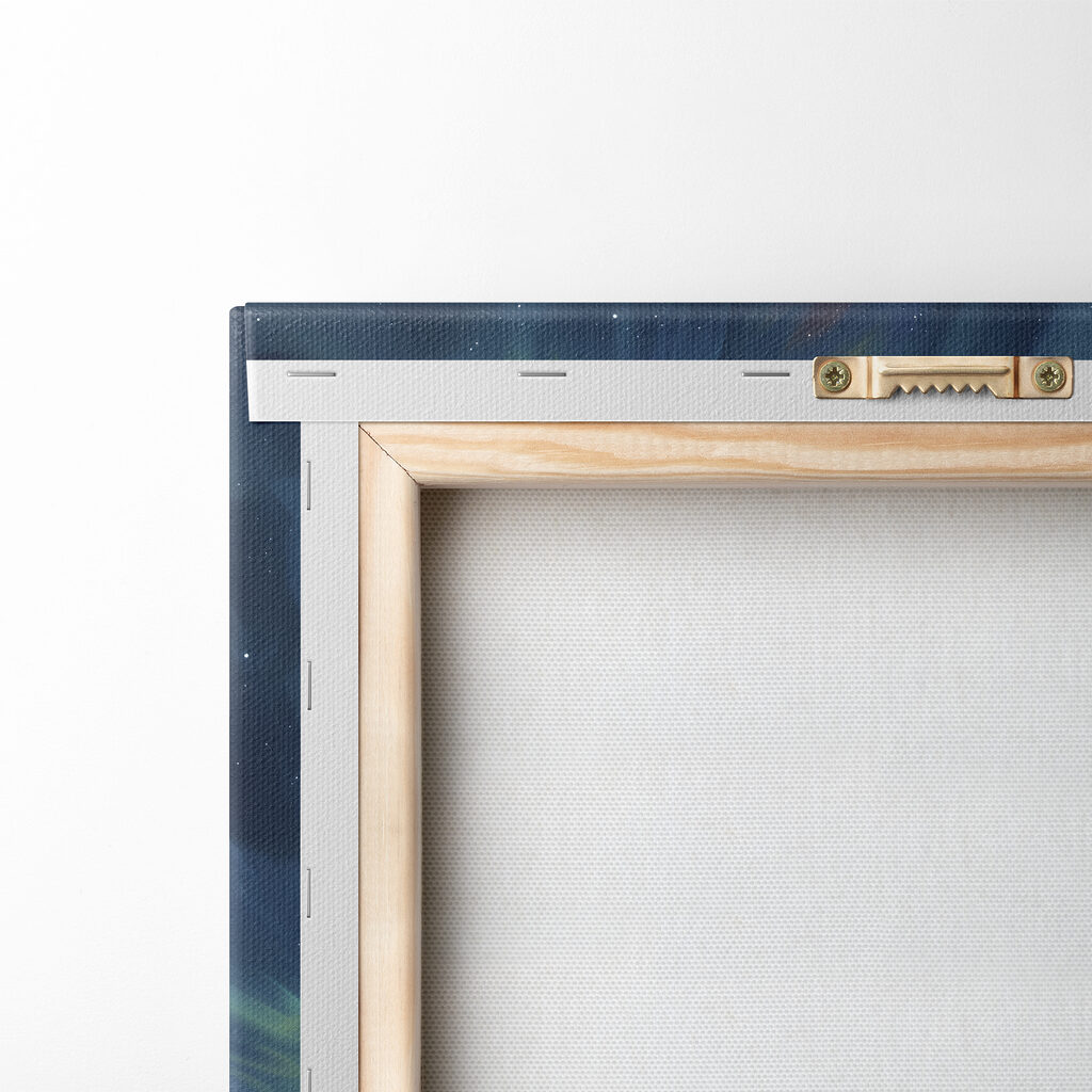 Landscape with a lake and houses in the snow