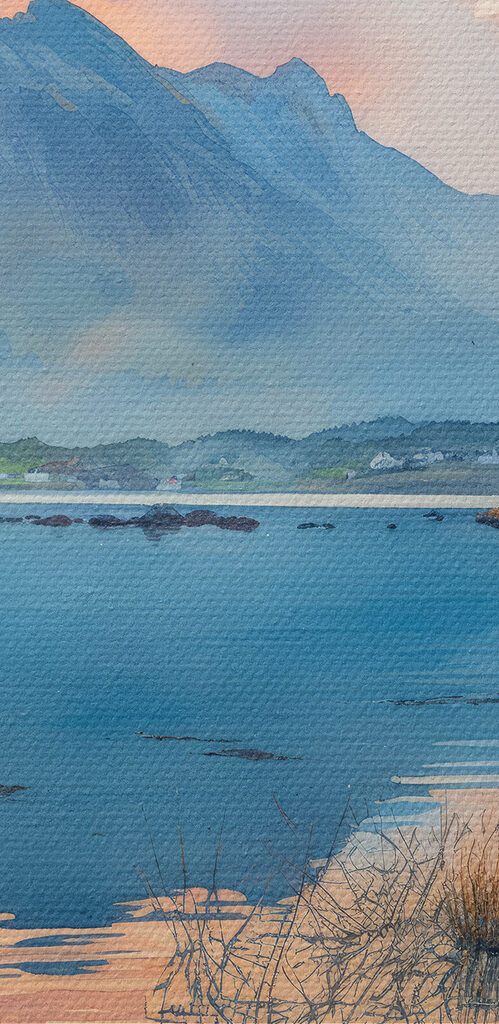 Water with mountains in the background