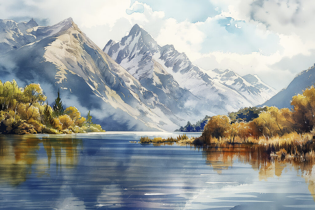 Water with mountains in the background