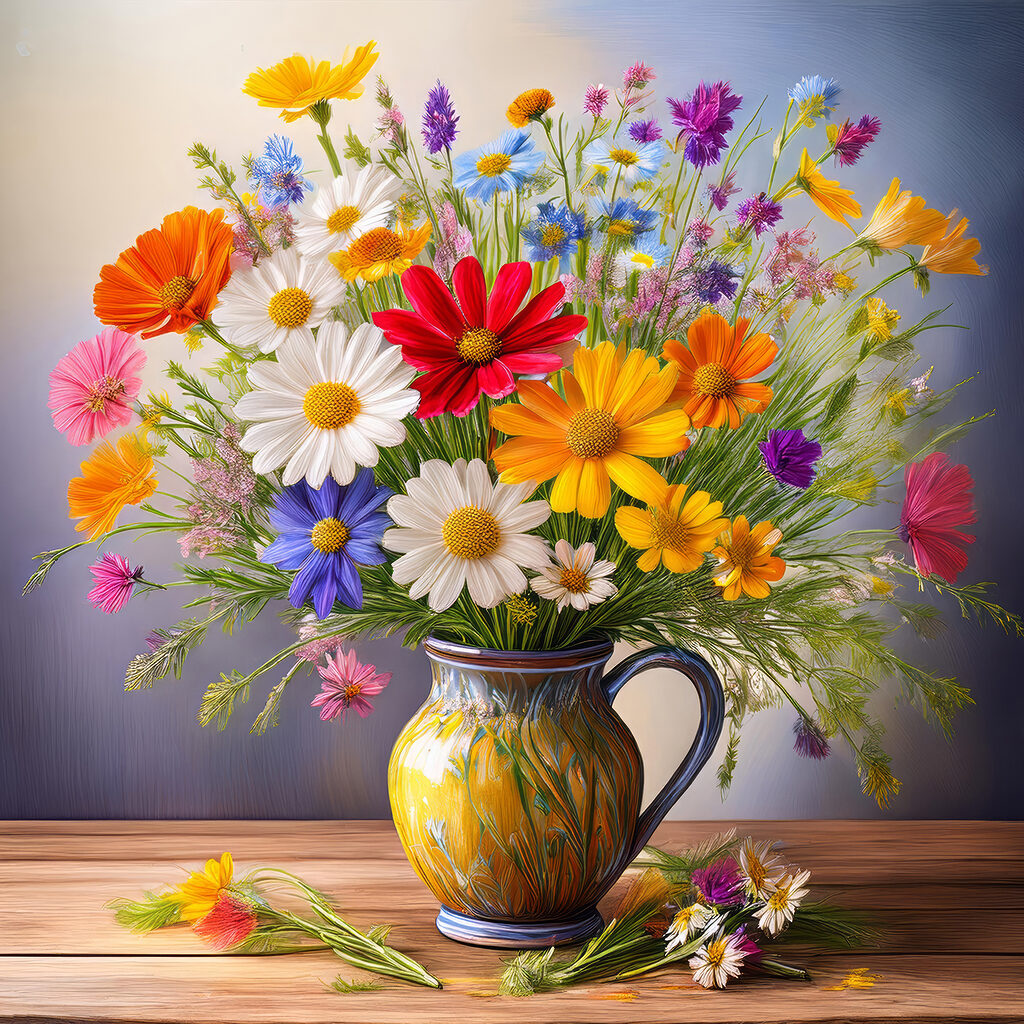 Colorful flowers in a vase