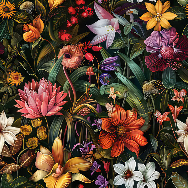 Colorful floral pattern with many flowers Colorful floral pattern with many flowers
