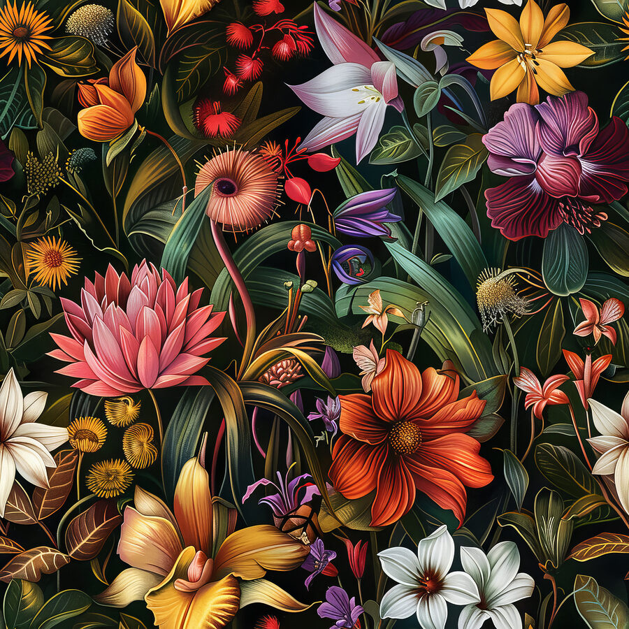 Colorful floral pattern with many flowers Colorful floral pattern with many flowers