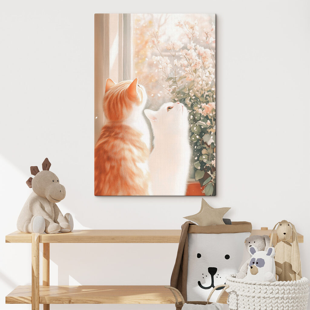 Two cats looking out a window