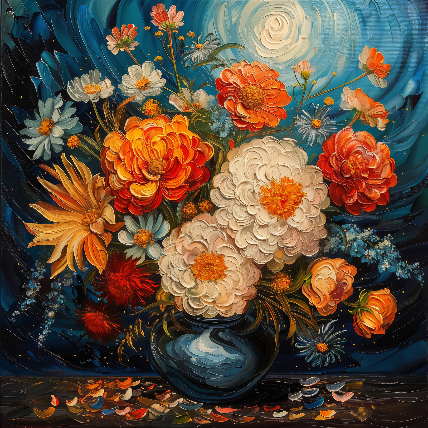 Painting of flowers in a vase