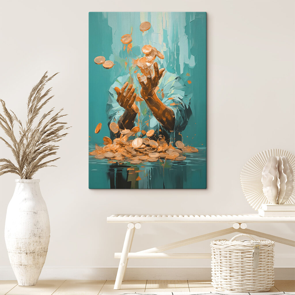 Person throwing coins into the air