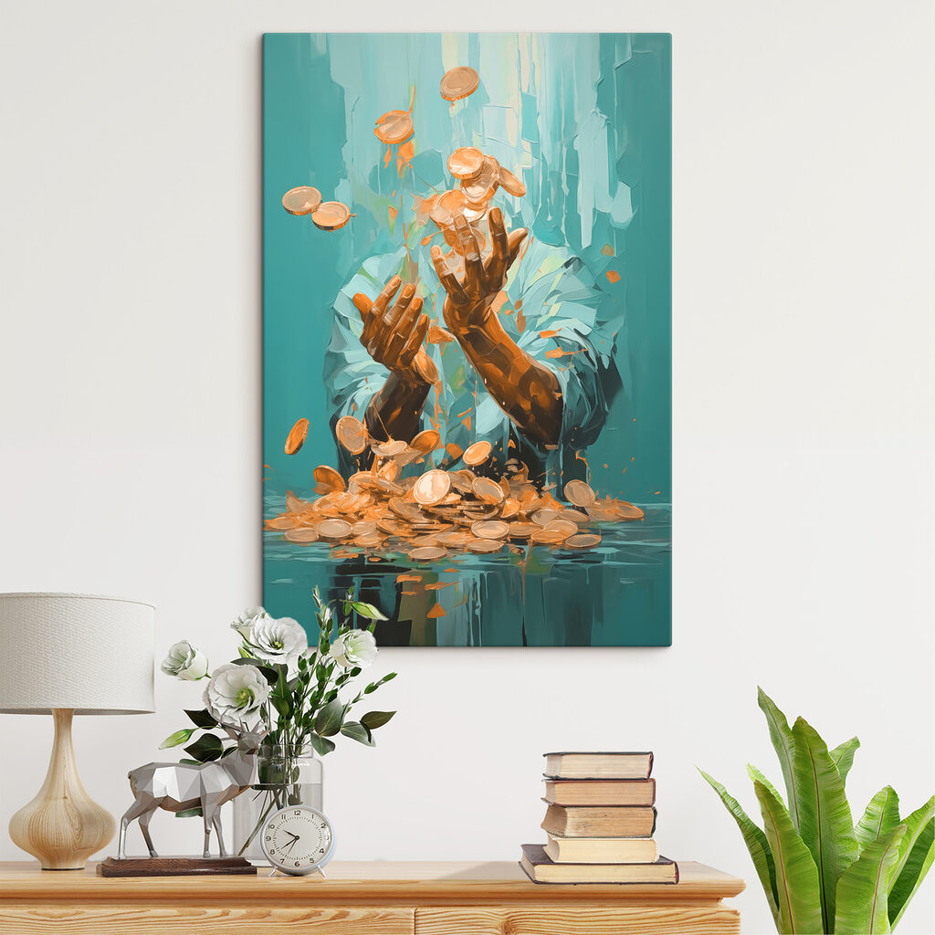 Person throwing coins into the air