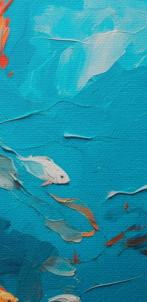 Painting of fish swimming in the water