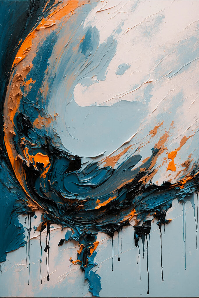 Painting of blue and orange paint