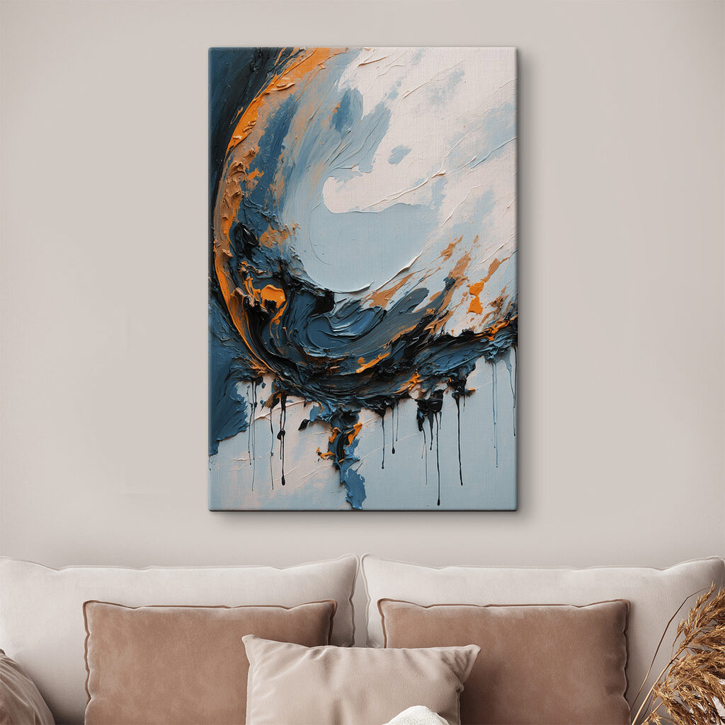 Painting of blue and orange paint