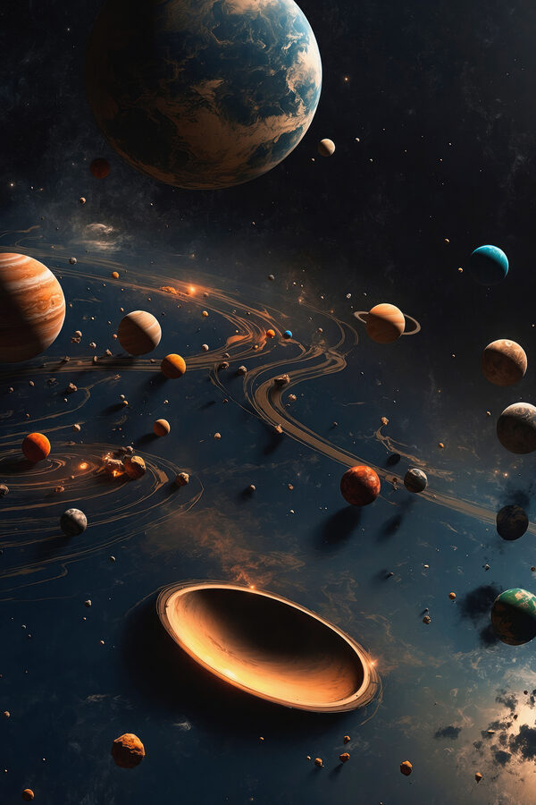 Planety ve vesmíru s planetami a hvězdami Planety ve vesmíru s planetami a hvězdami