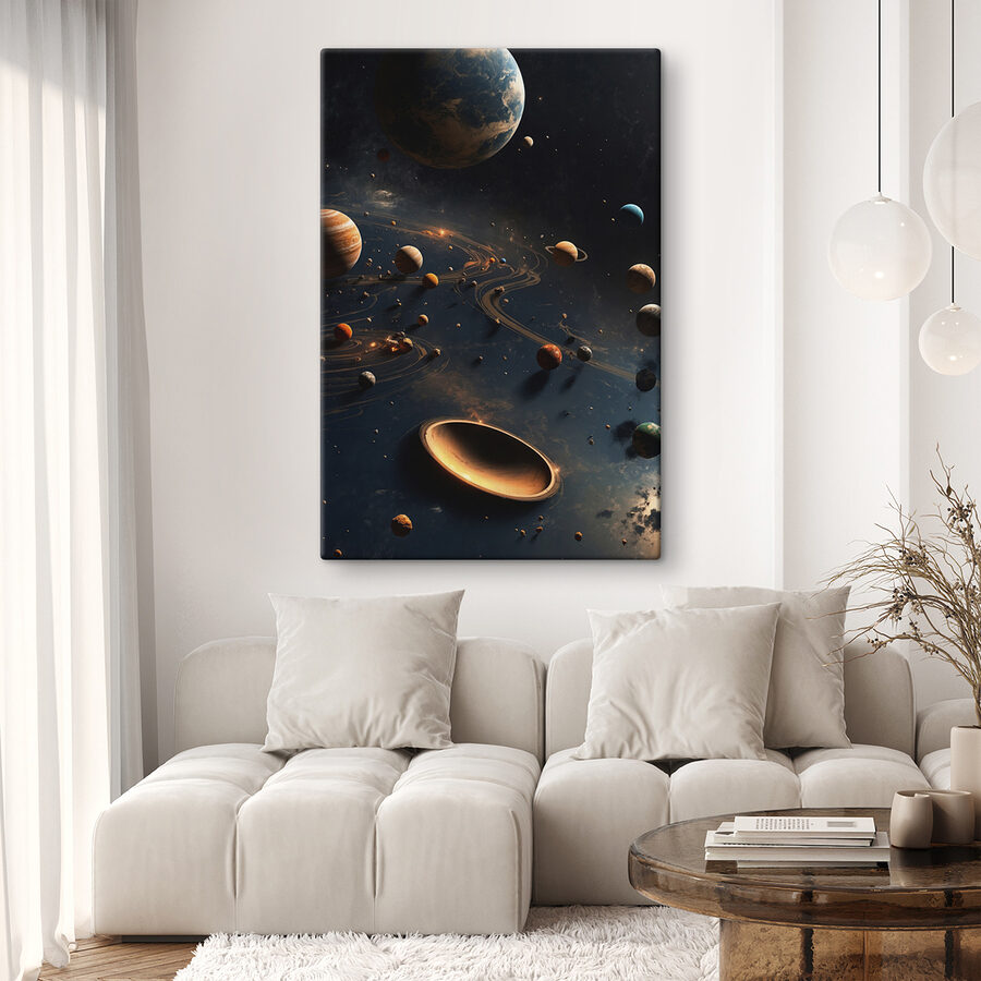 Planety ve vesmíru s planetami a hvězdami