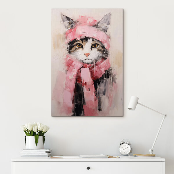 Painting of a cat wearing a scarf