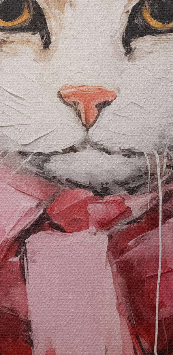 Painting of a cat wearing a scarf