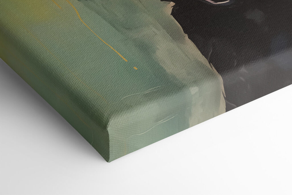 Painting of a dog wearing glasses