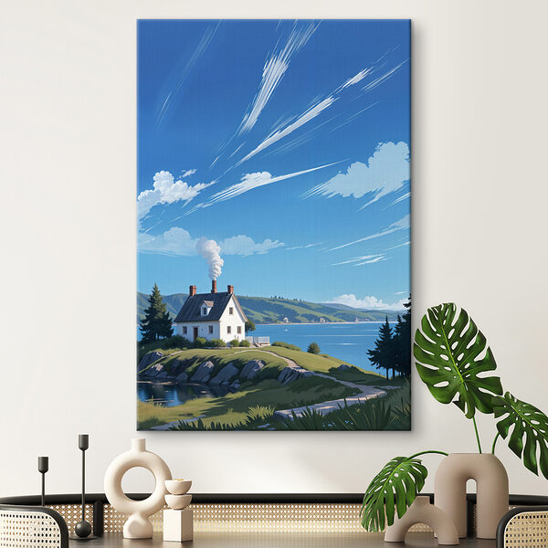 House on a hill by the water