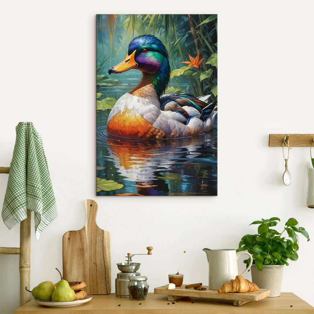 Colorful duck in water Colorful duck in water