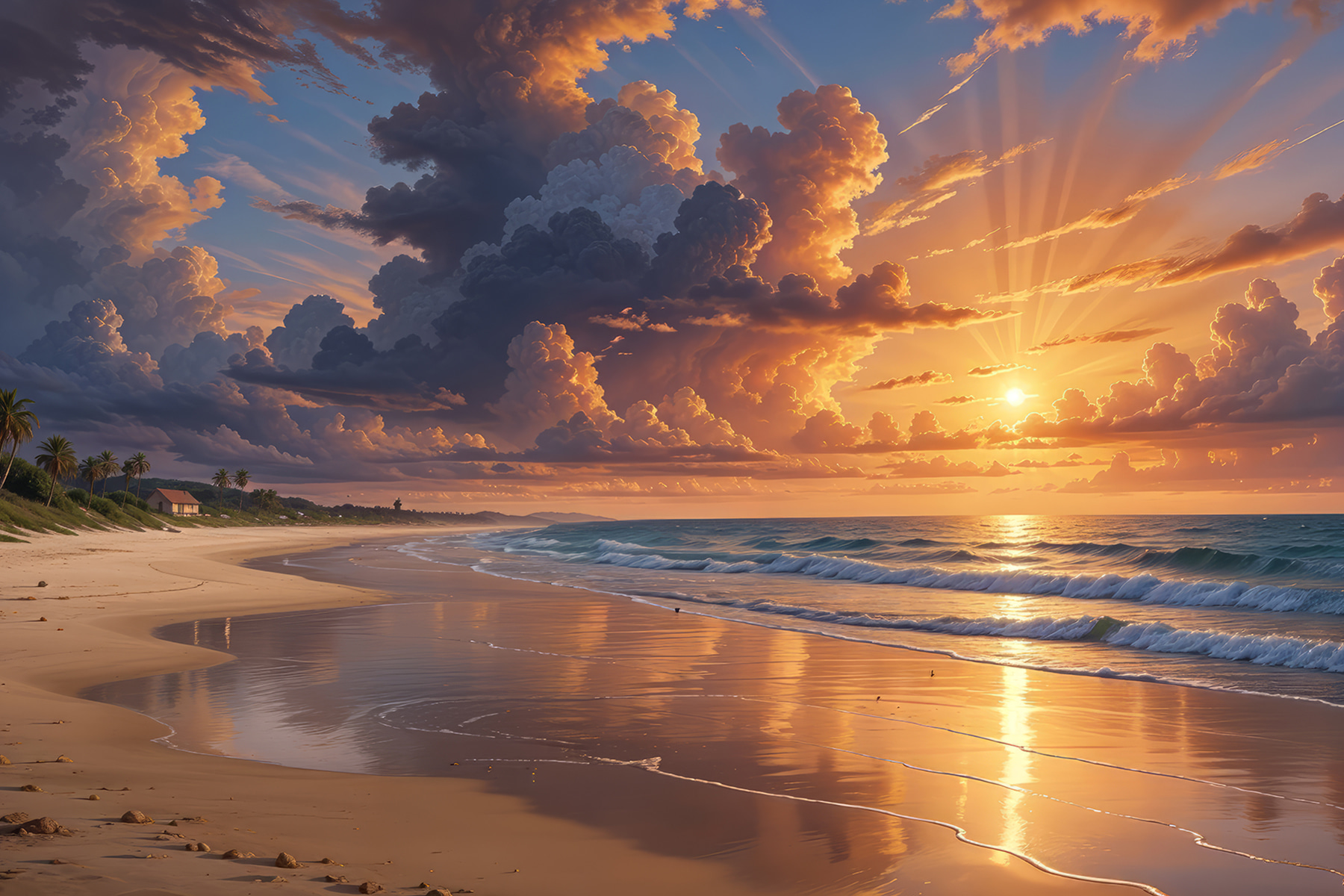 Sunset over a beach