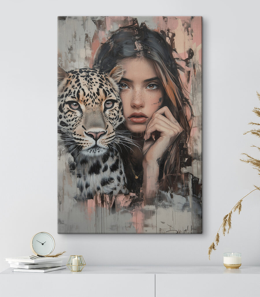 Obraz Žena s leopardem