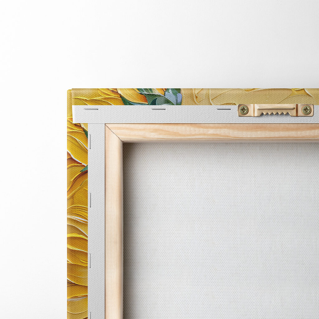 Close up of a painting of sunflowers