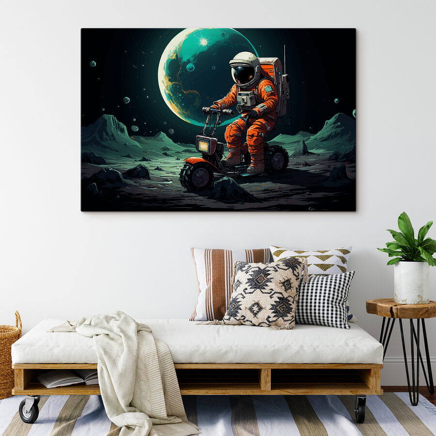 Astronaut na skútru na Měsíci