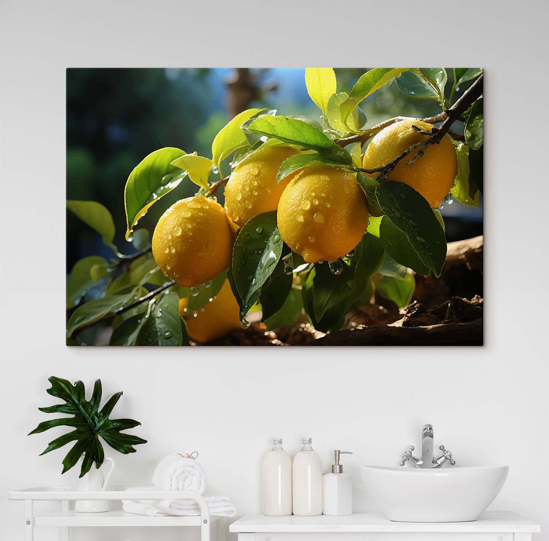 Group of lemons on a tree