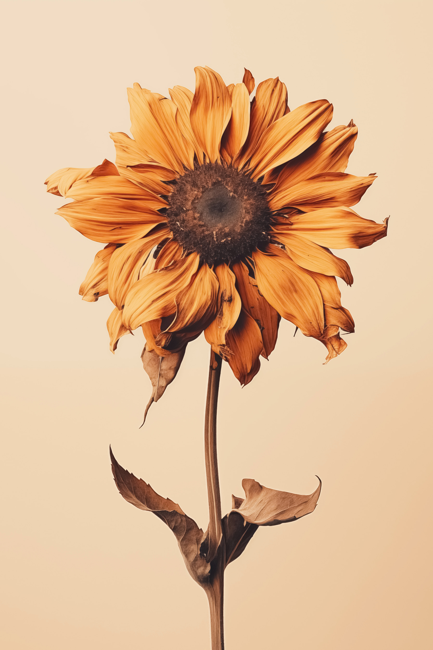 Sunflower with a brown center