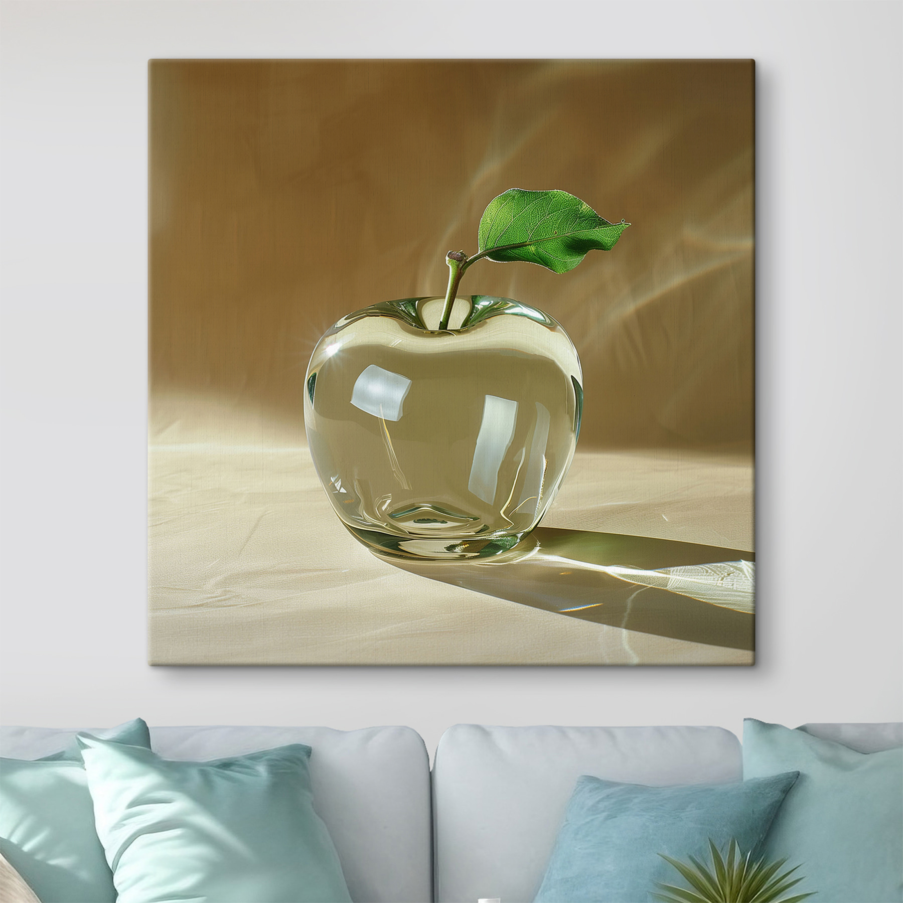 Glass apple with a leaf on it Glass apple with a leaf on it