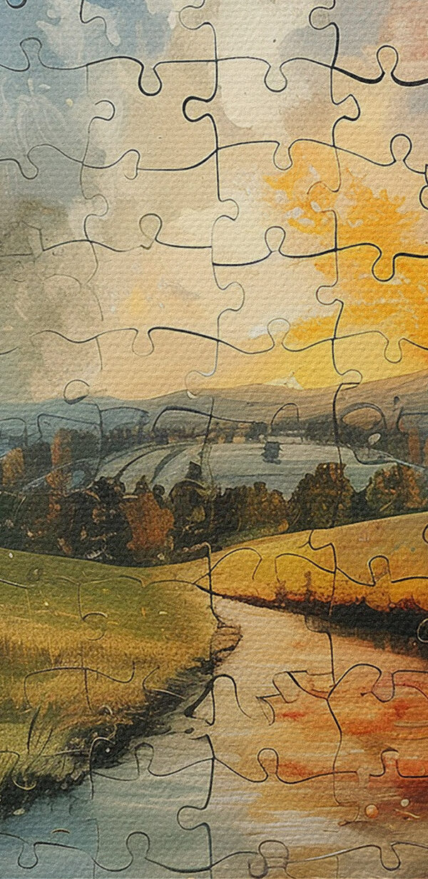 Puzzle řeky se stromy a měsícem Puzzle řeky se stromy a měsícem