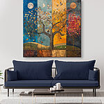 Obraz Malba stromu s různými barvami stromů a ptáků