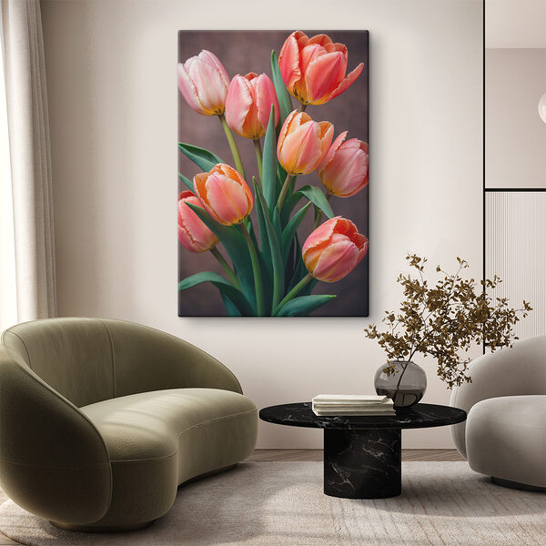 Skupina růžových a žlutých tulipánů Skupina růžových a žlutých tulipánů