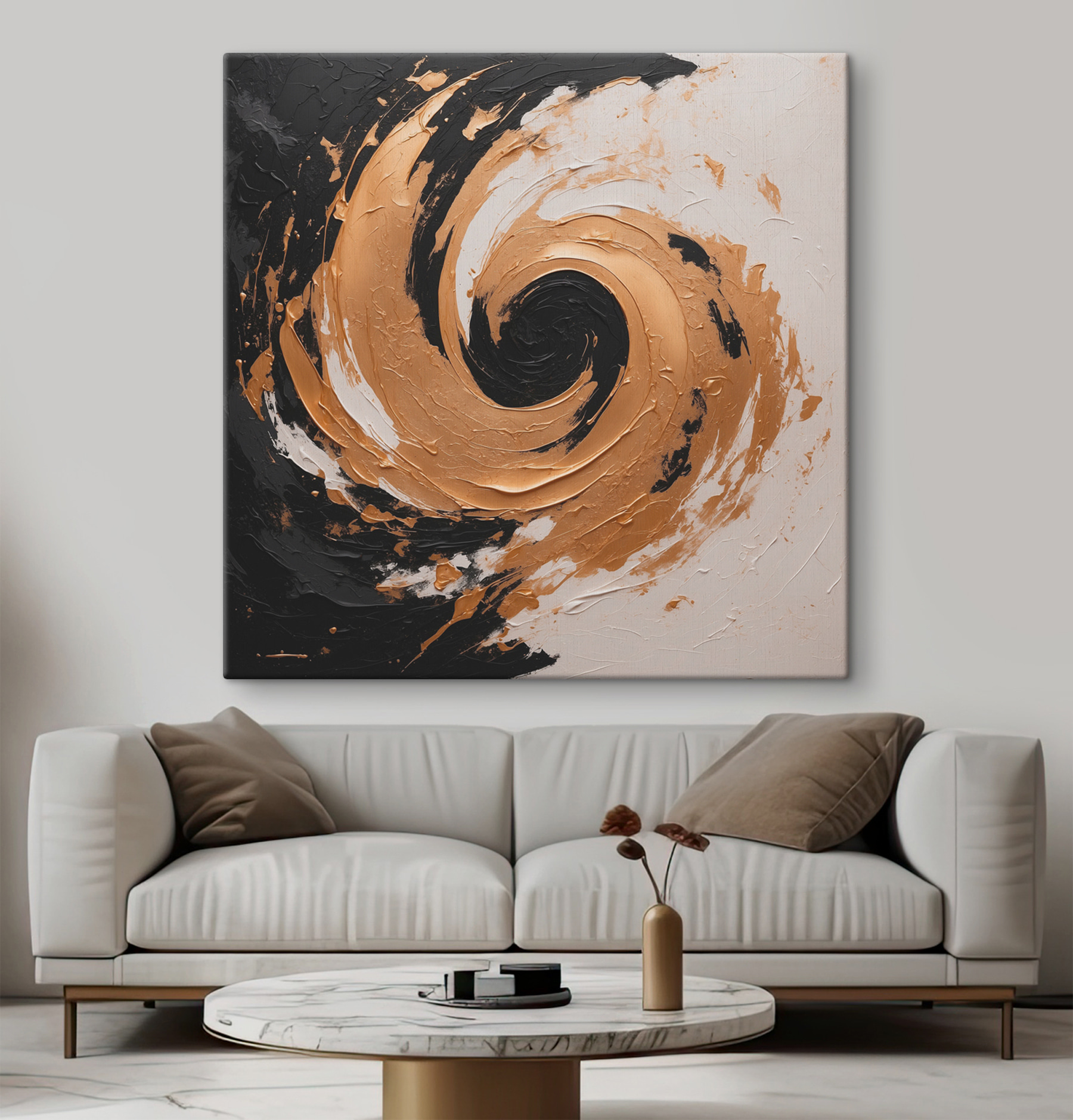 Swirling abyss in black and cream