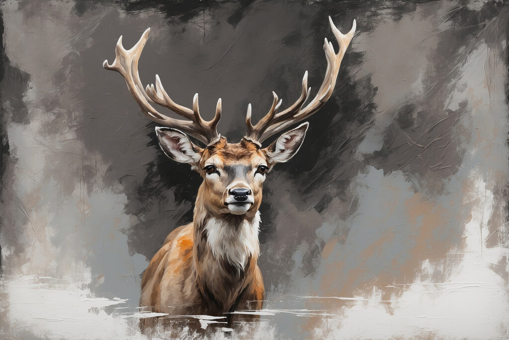 Deer with antlers looking at the camera Deer with antlers looking at the camera