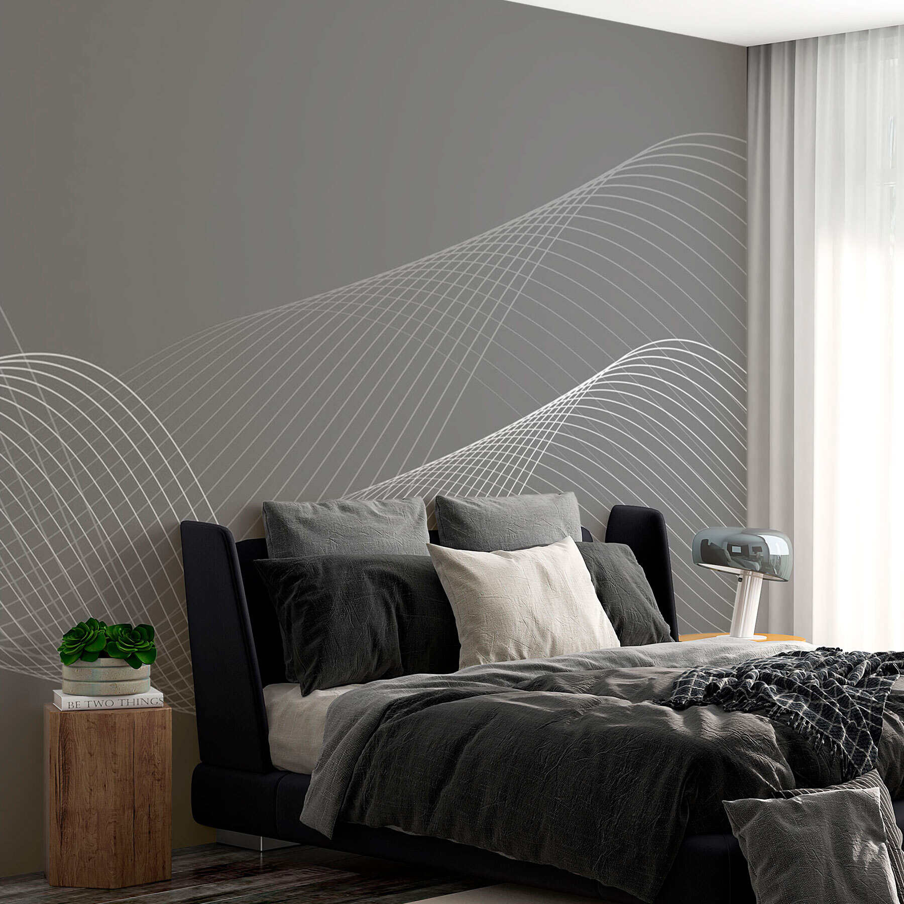 White lines on a gray background