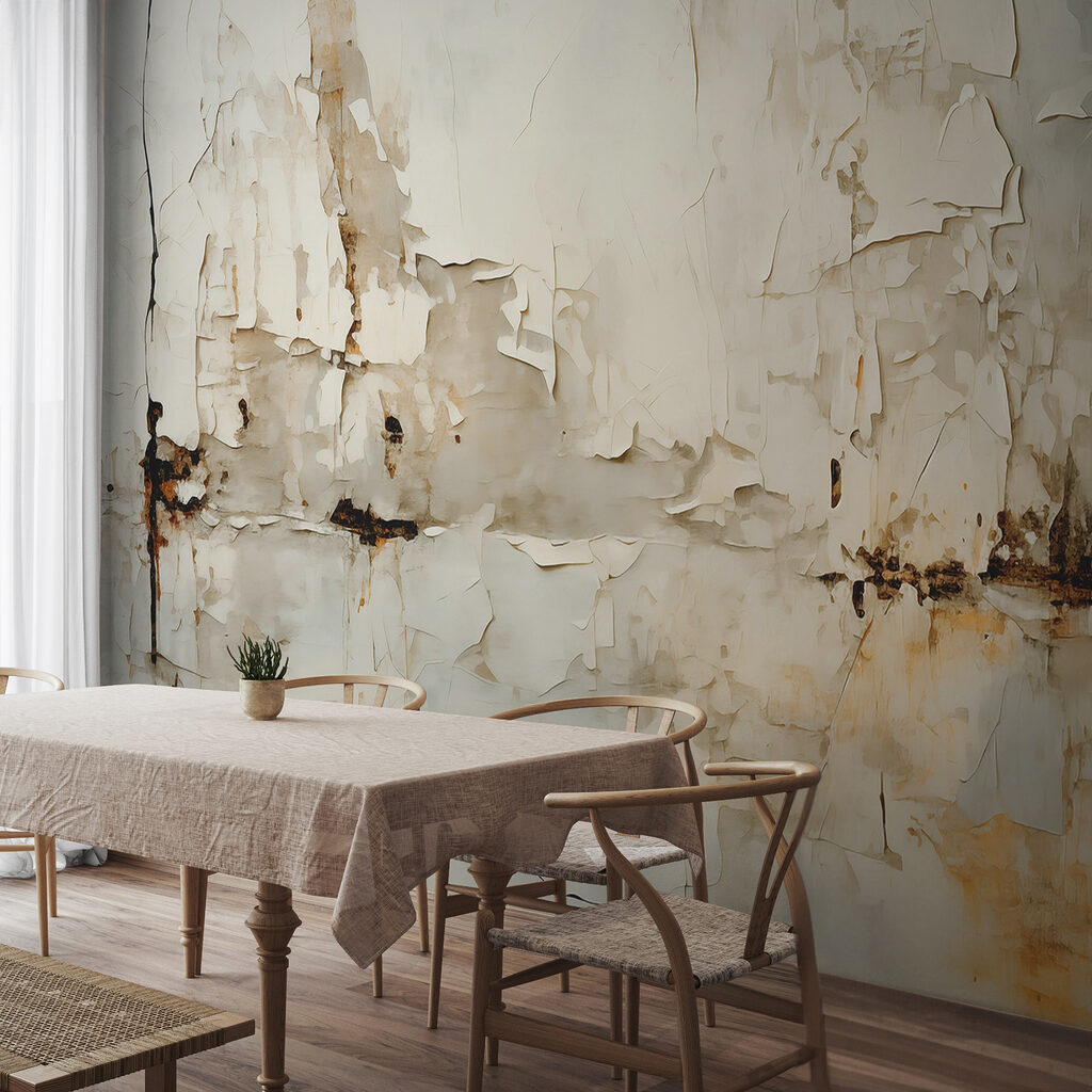 White wall with peeling paint White wall with peeling paint