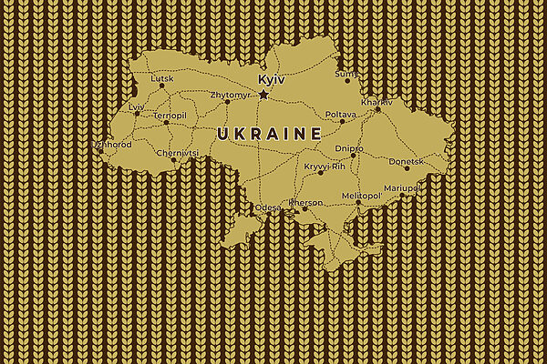 Mapa Ukrajiny s čarami a městy Mapa Ukrajiny s čarami a městy