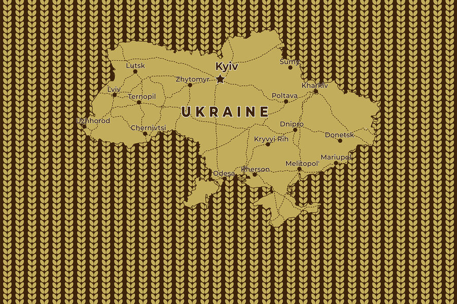 Mapa Ukrajiny s čarami a městy