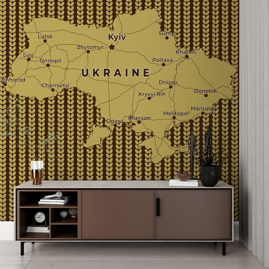 Mapa Ukrajiny s čarami a městy