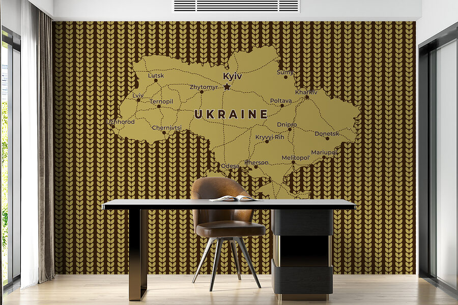 Mapa Ukrajiny s čarami a městy