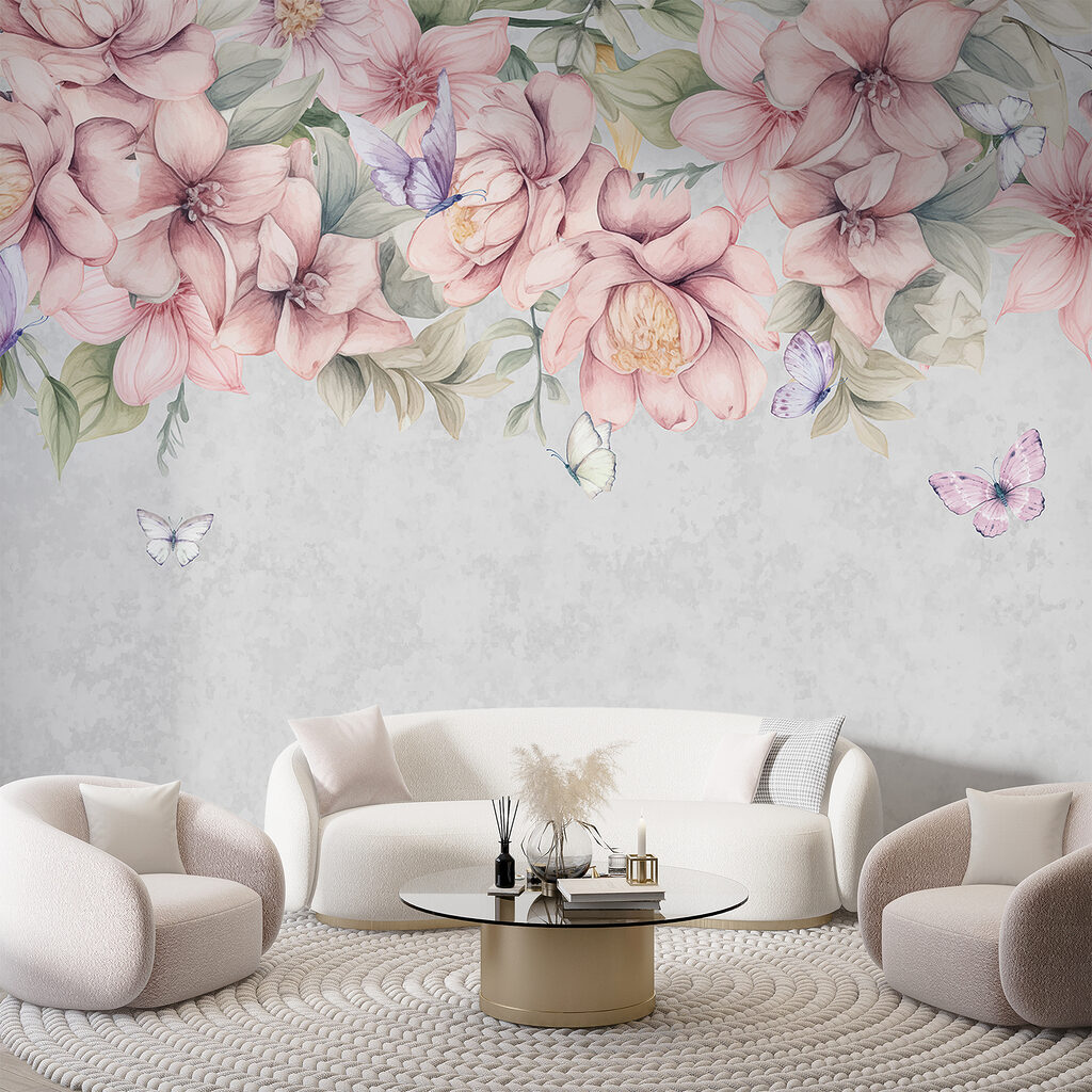 Close up of flowers and butterflies