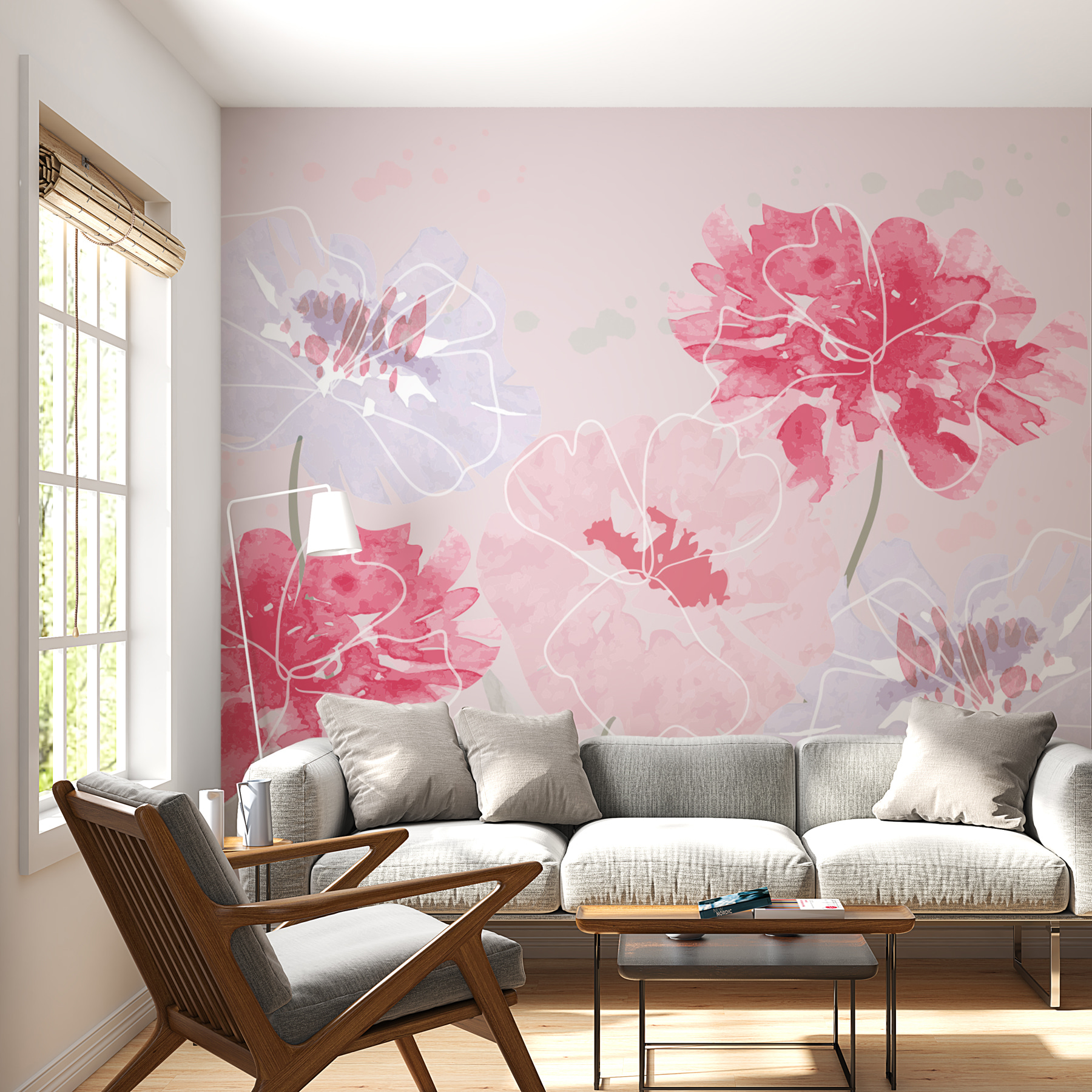 Group of flowers on a pink background Group of flowers on a pink background