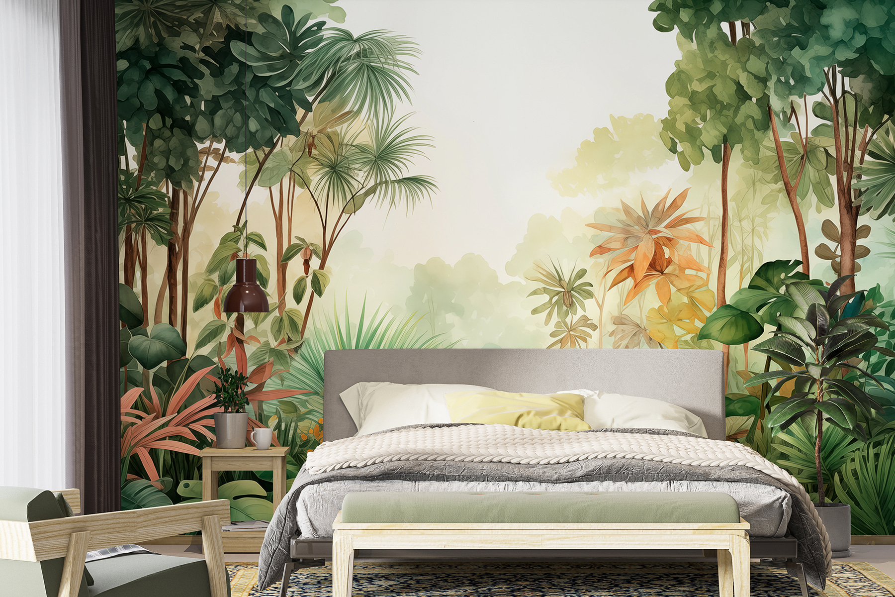 Watercolor painting of a forest Watercolor painting of a forest