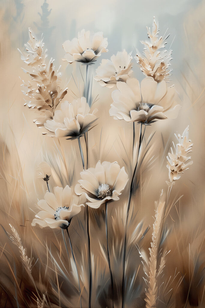 Painting of flowers and grass