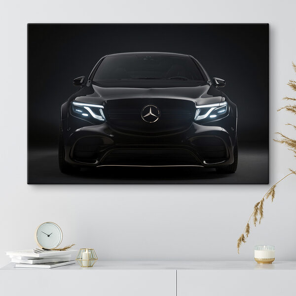 Black car with lights on Black car with lights on