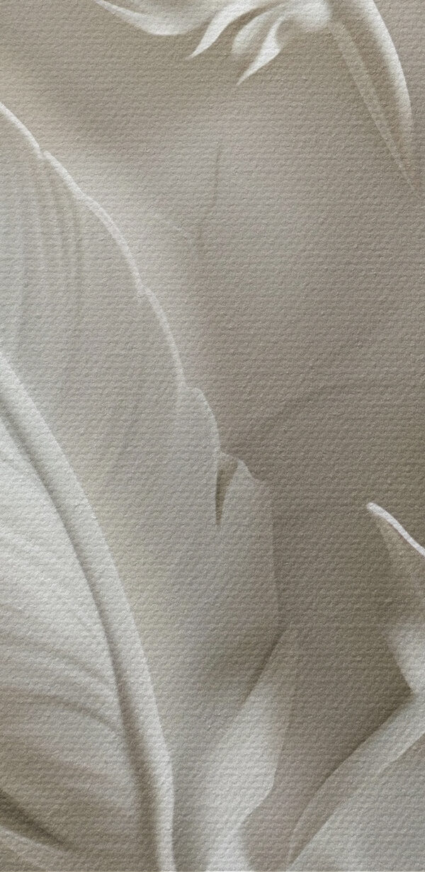 Bílá řezba peří na stěně Bílá řezba peří na stěně