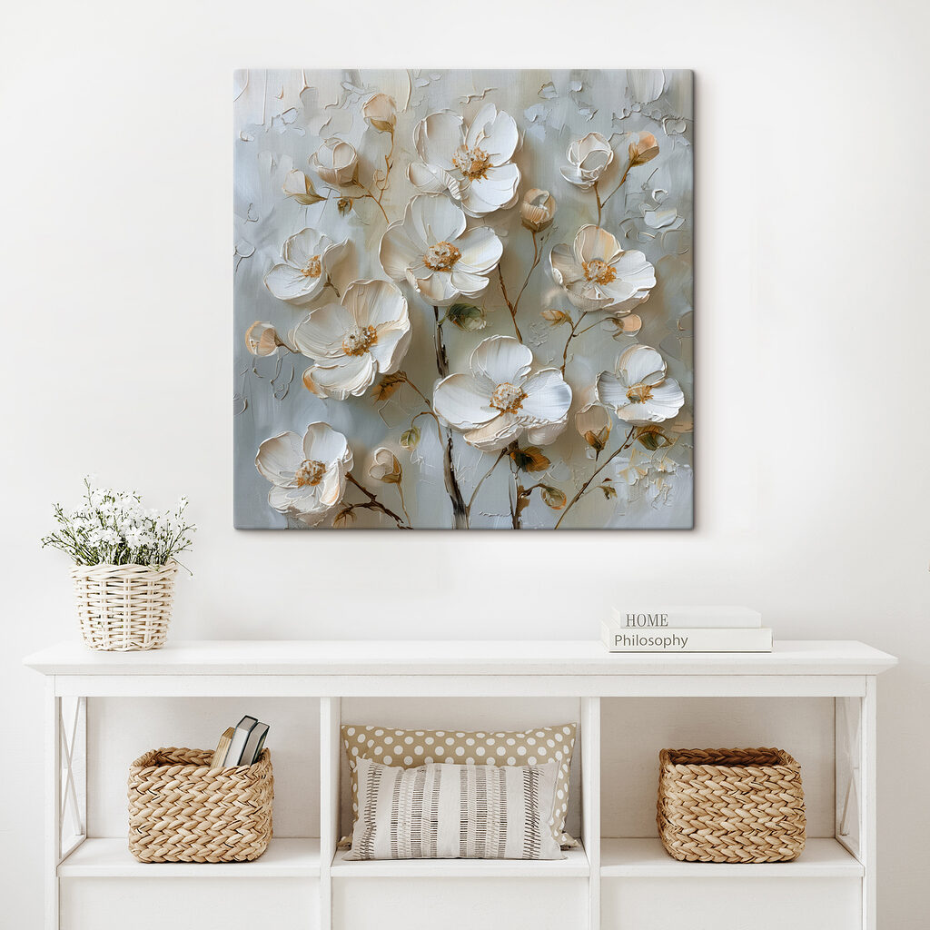 Painting of white flowers Painting of white flowers
